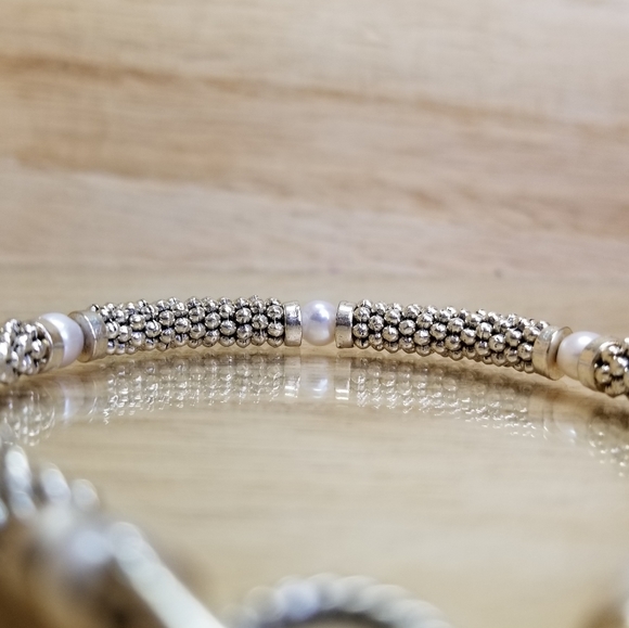 Beaded Pearl & Silver Gemstone Toggle Bracelet by Vicky Beeds - Picture 7 of 14